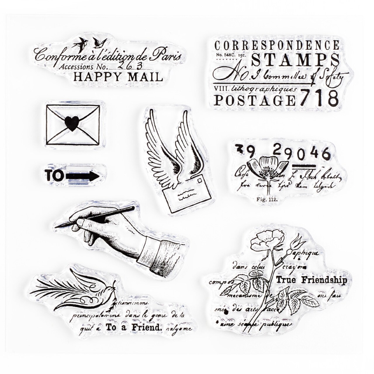 Happy Mail Small Clear Stamp Set 4x4 inch by Wintertime Crafts